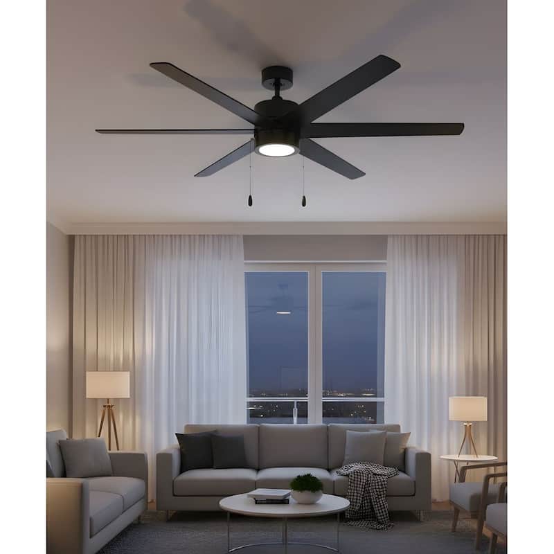 60" Aldea X 6-Blade Ceiling Fan Oil Rubbed Bronze Finish with Integrated LED Light