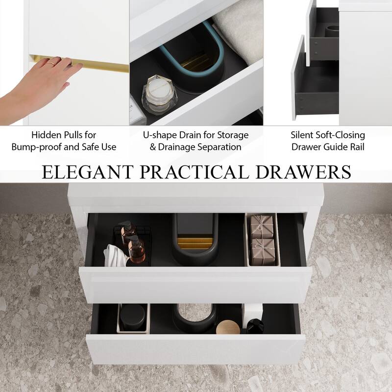 Wall-Mounted Bathroom Vanity with Stone Resin Top