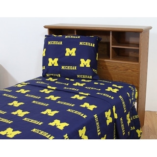 Michigan Wolverines 100% Cotton Sheet Set - Bed Bath & Beyond - 5408388