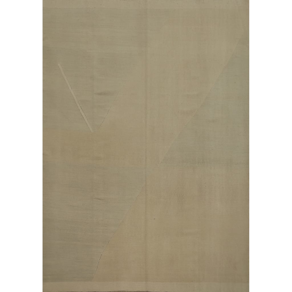 Hand Woven Oriental 100% Wool Carpet Southwestern Modern Beige & Ivories Kilim Area Rug - 9' 9'' X 7' 10''