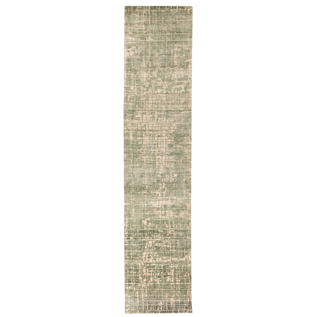 ECARPETGALLERY Hand-knotted Legacy Dark Green Silk, Wool Rug - 2'7 x 12'3