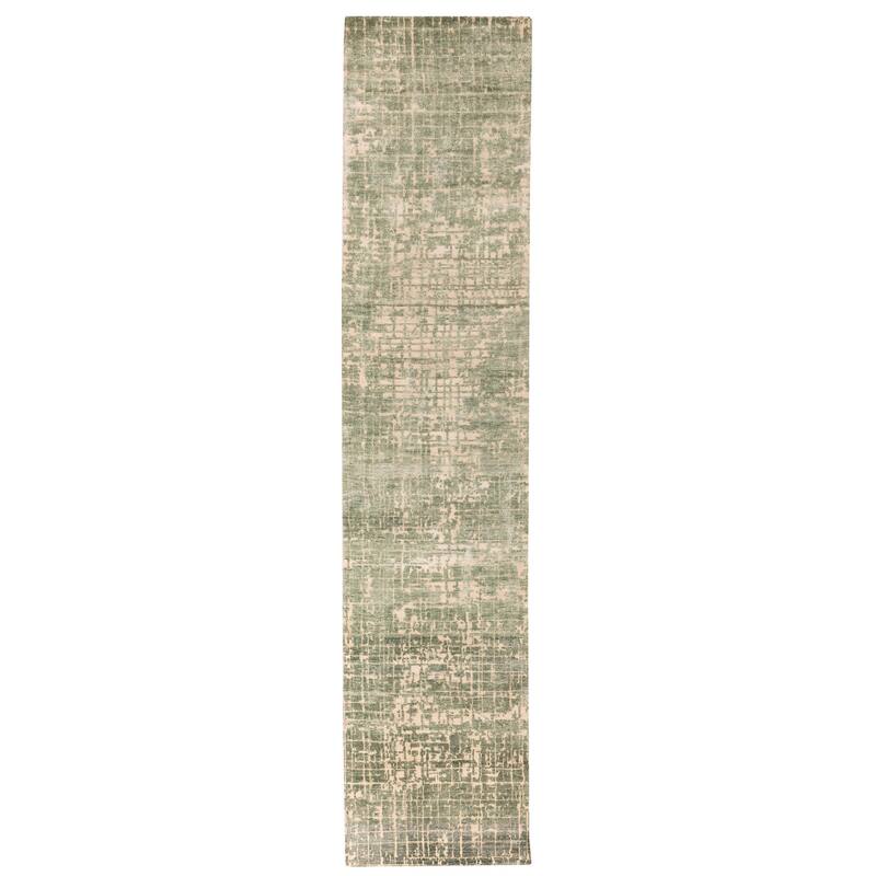ECARPETGALLERY Hand-knotted Legacy Dark Green Silk, Wool Rug - 2'7 x 12'3