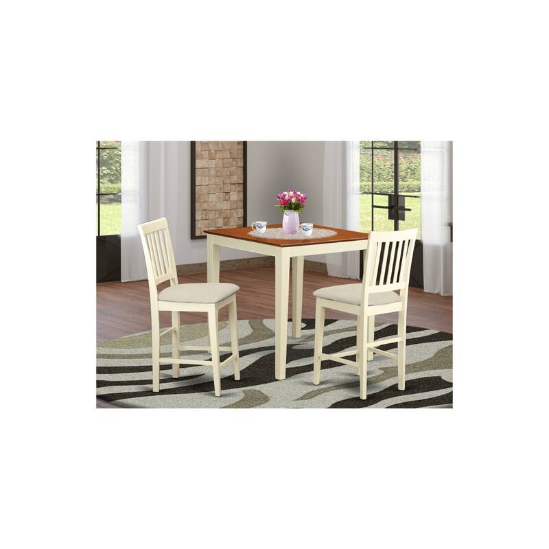 Counter Height Table Set 3pc - Modern Square Dining Table & Stools