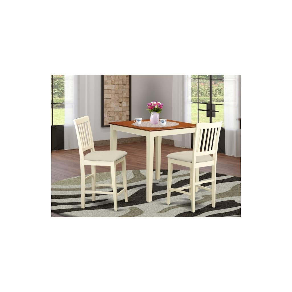 Counter Height Table Set 3pc - Modern Square Dining Table & Stools