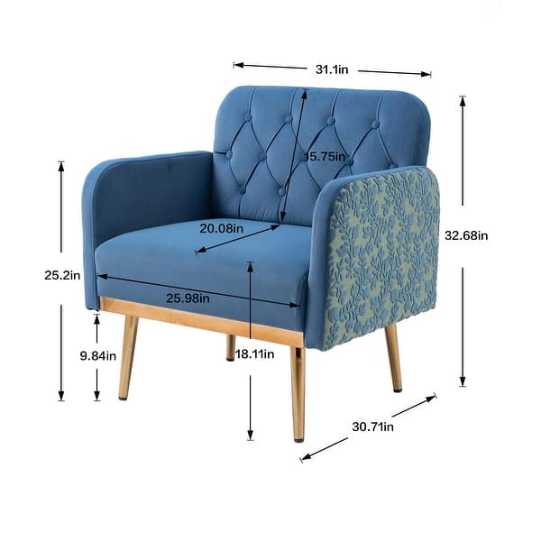 Velvet Tufted Accent Chair Comfort Lounge Armchair, Upholstered Sofa