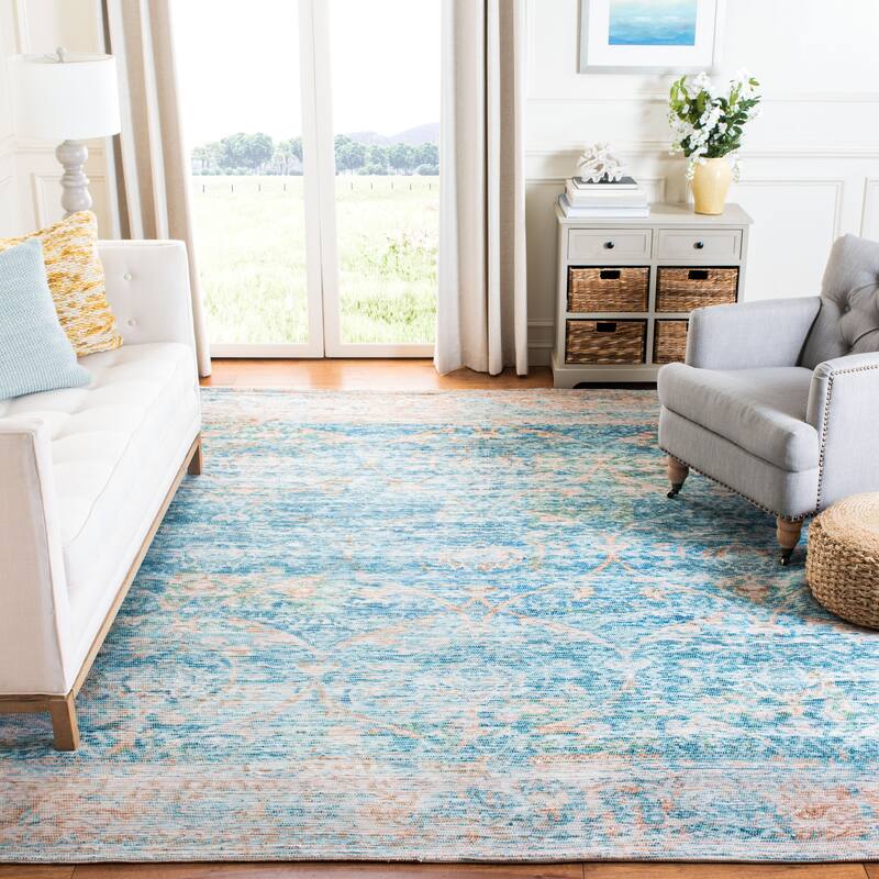 SAFAVIEH Handmade Saffron Chynna Modern Tribal Cotton Rug - 6' x 9' - Turquoise/Peach