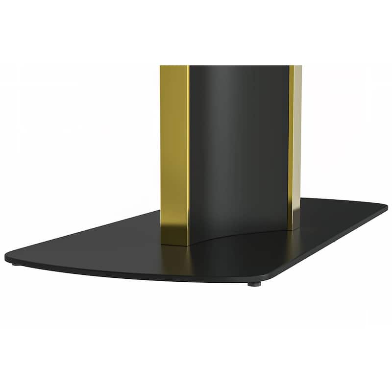 Sylva Dining Table Rectangular Tabletop in Gold Pedestal Base