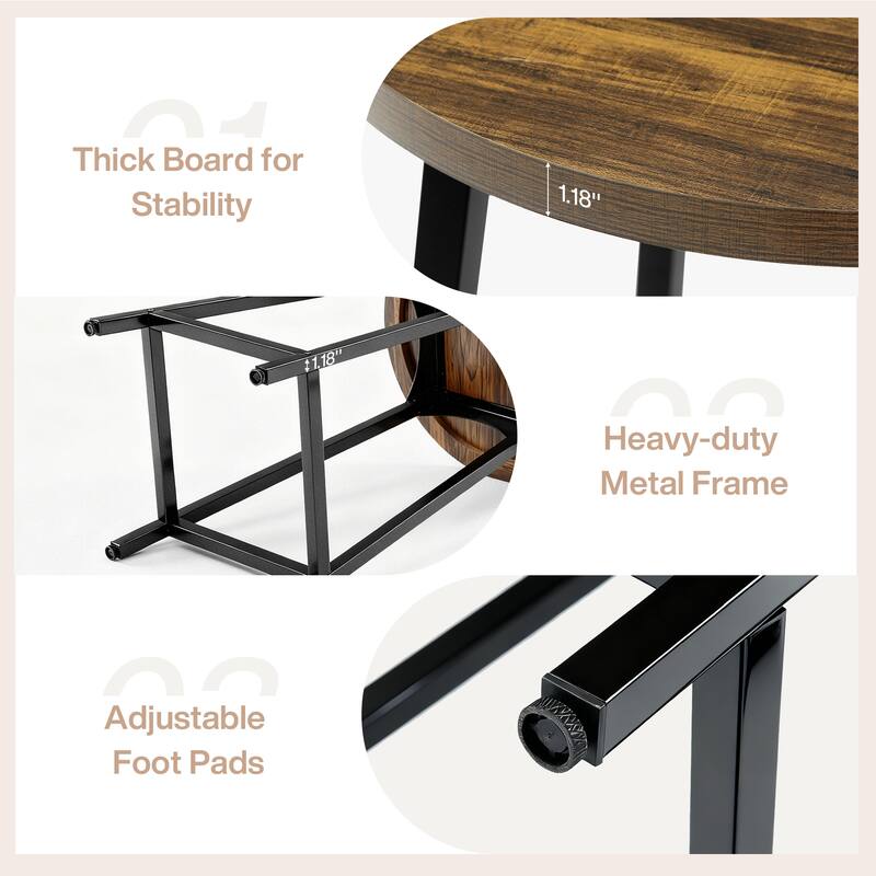 35.4'' High Top Bar Table, Small Round Cocktail Counter Height Table