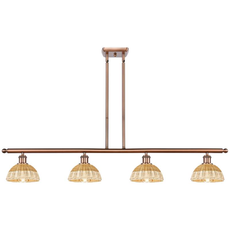 Innovations Lighting Endless Possibilities Ballston - Bristol Natural II - 4 Light 48" Stem Hung Island Light with 8" Shades - Antique Copper