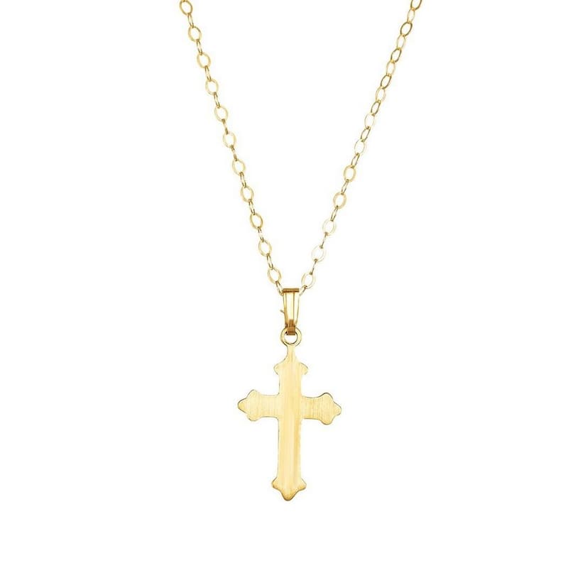 Curata 14k Yellow Gold for boys or girls Cross Pendant 13x9mm