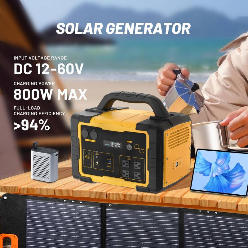 Portable Power Station Solar Generator with AC Outlet for Home Use, Camping, Emergencies - 1800W - N/A