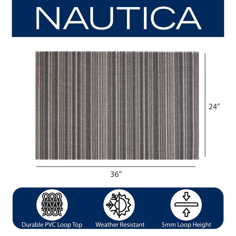 Nautica PVC Loop Utility Indoor/Outdoor Striped Mat