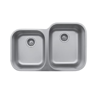 Karran Undermount Stainless Steel 32 in. Double Bowl Kitchen Sink