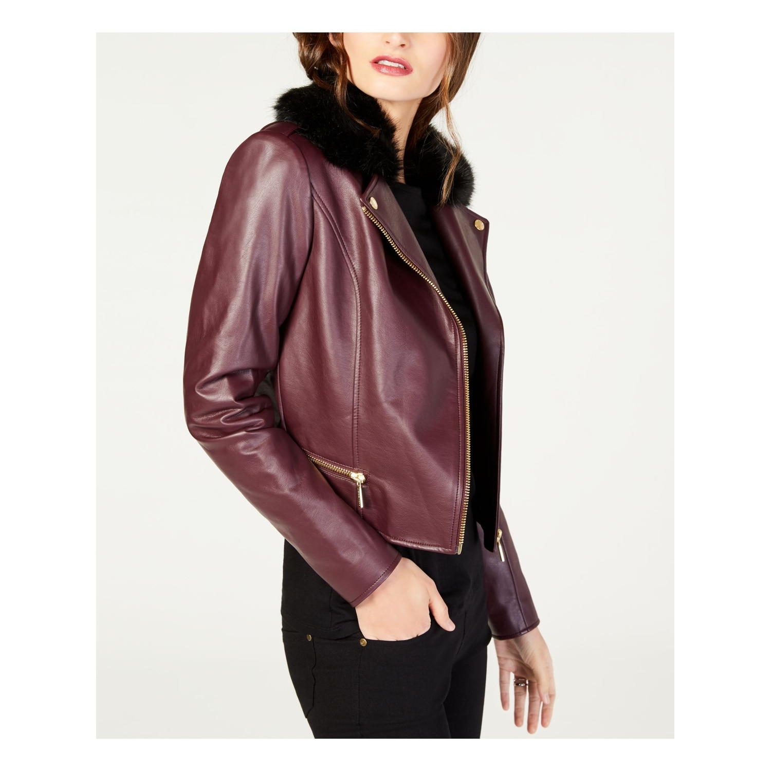 michael kors women's leather bomber jacket