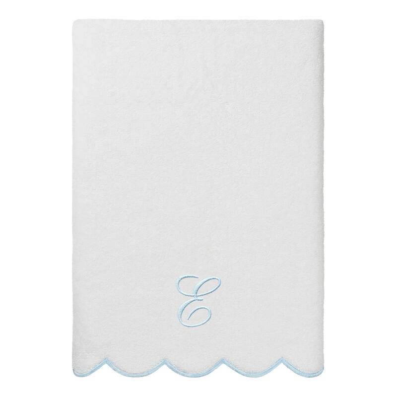 Authentic Hotel and Spa 100% Turkish Cotton Blue ADORNIA Scallop Personalized 3 Piece Towel Set - 3 Piece Set