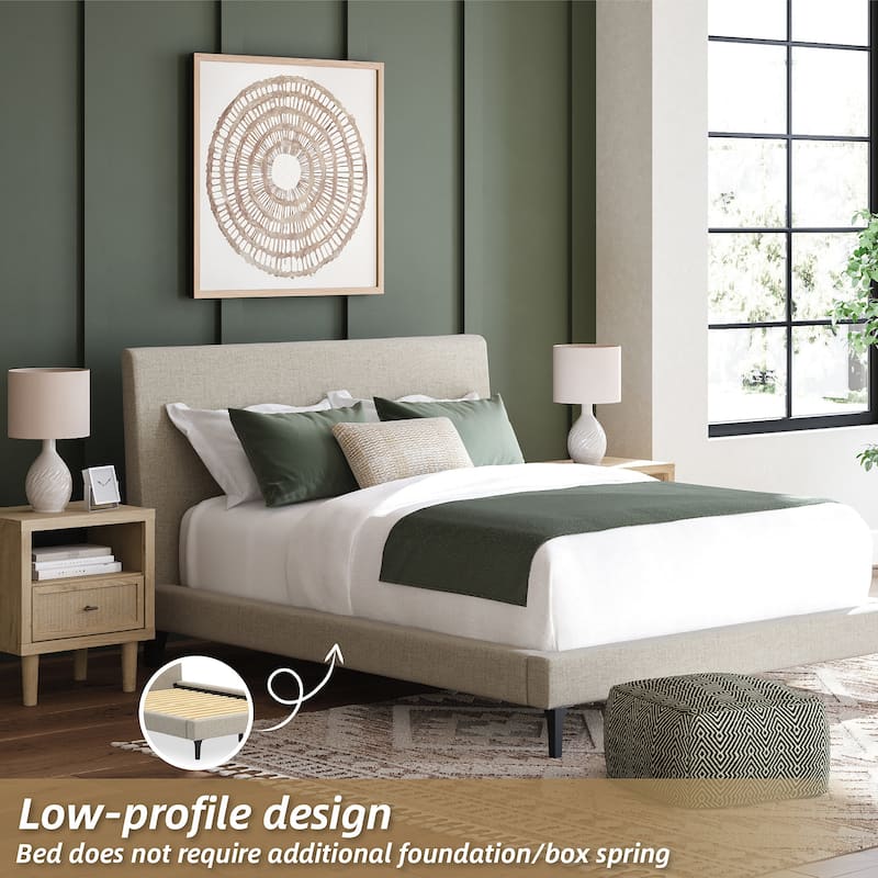 Signature Design by Ashley Cielden Soft Gray Queen Upholstered Bed with Roll Slats