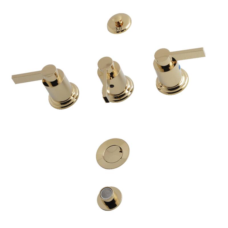 Kingston Brass NuvoFusion Three-Handle Bidet Faucet - Polished Brass