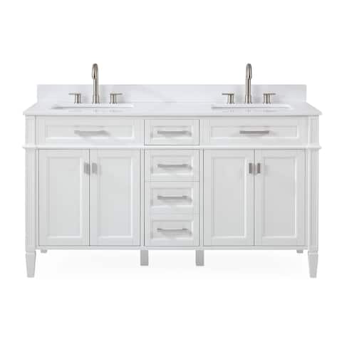 Tennant Brand Durand Modern White Double Sink Bathroom Vanity