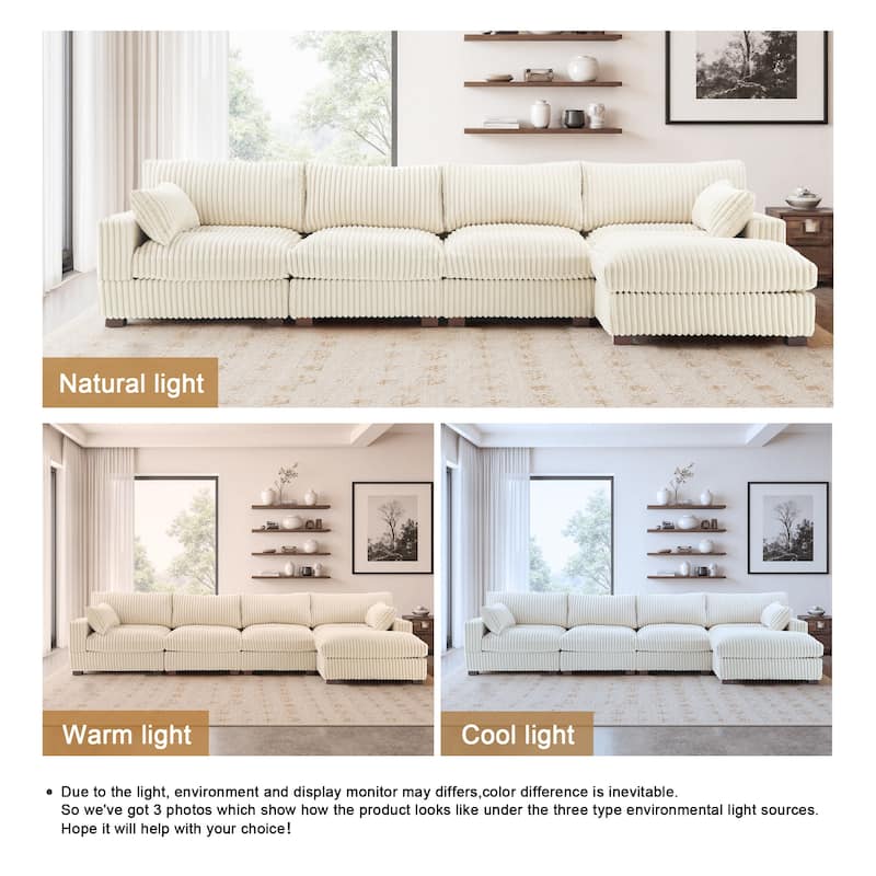 Oversized Plush Modular Sectional Sofa Couch with Ottoman