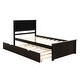 preview thumbnail 3 of 14, Twin Platform Kids Bed with Trundle, Sturdy Wood Frame, Space-Saving Design, Espresso