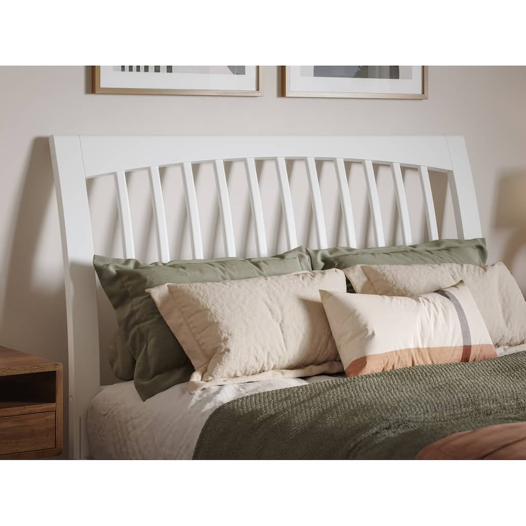 Full Sleigh Bed Headboard - Solid Wood Slat Headboard - White Finish - Bedroom Decor Upgrade