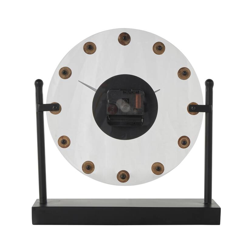 Metal Acrylic Face Clock with Wood Ball Accents - Gold or Black - Roche River Decor