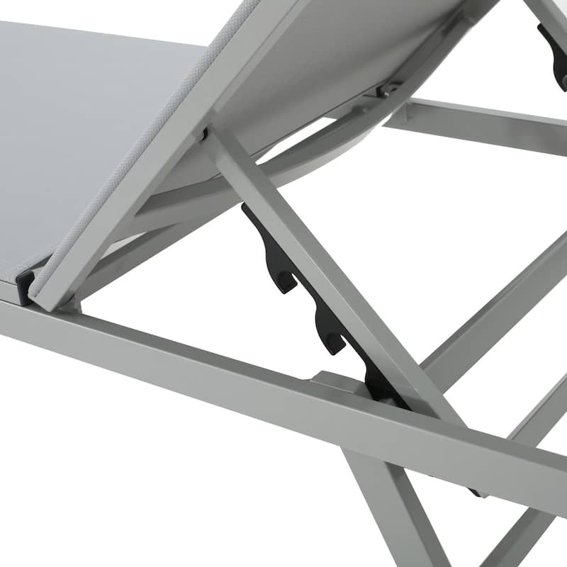 Outdoor aluminum frame mesh chaise lounge chair