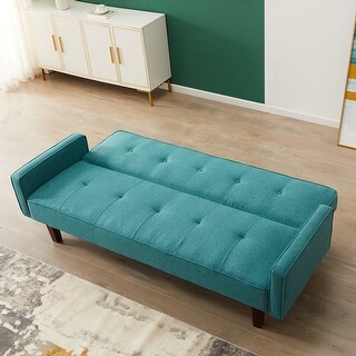 Modern Linen Sofa Bed with Solid Eucalyptus Wood Frame and White Poplar ...