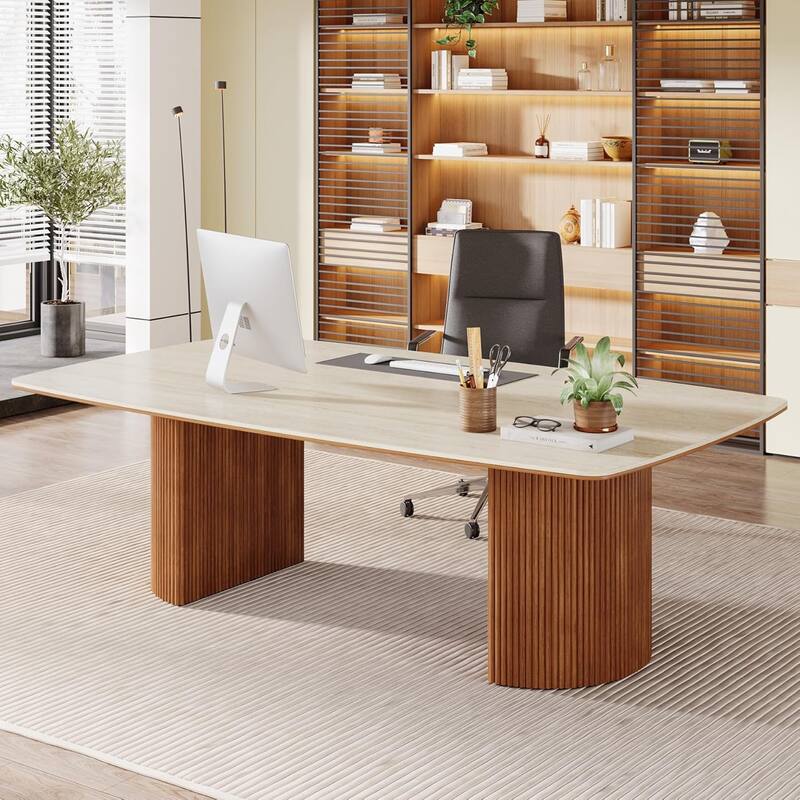 78.74" Extra Long Executive Computer Desk, Home Office Study Workstation Desk Collaboration Boss Desk