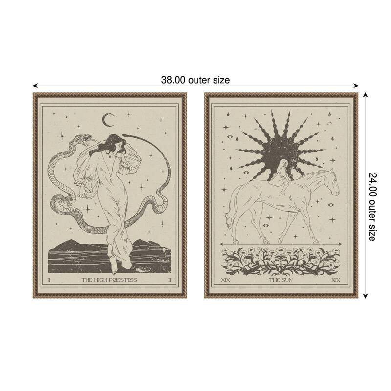 Amanti Art The High Priestess and The Sun 2 Piece by Nktn Framed Canvas Wall Art