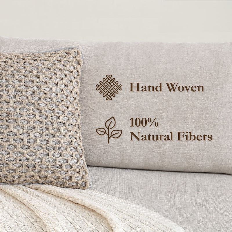 Boho Living Jada Braided Cotton/Jute Throw Pillow Covers