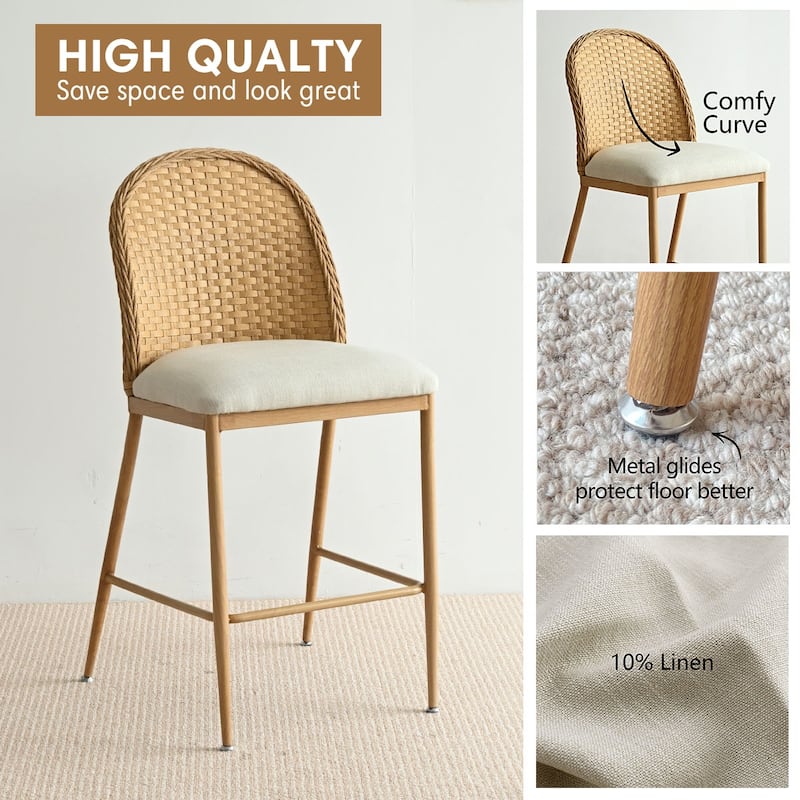 Coastal Rattan Counter Stool Single