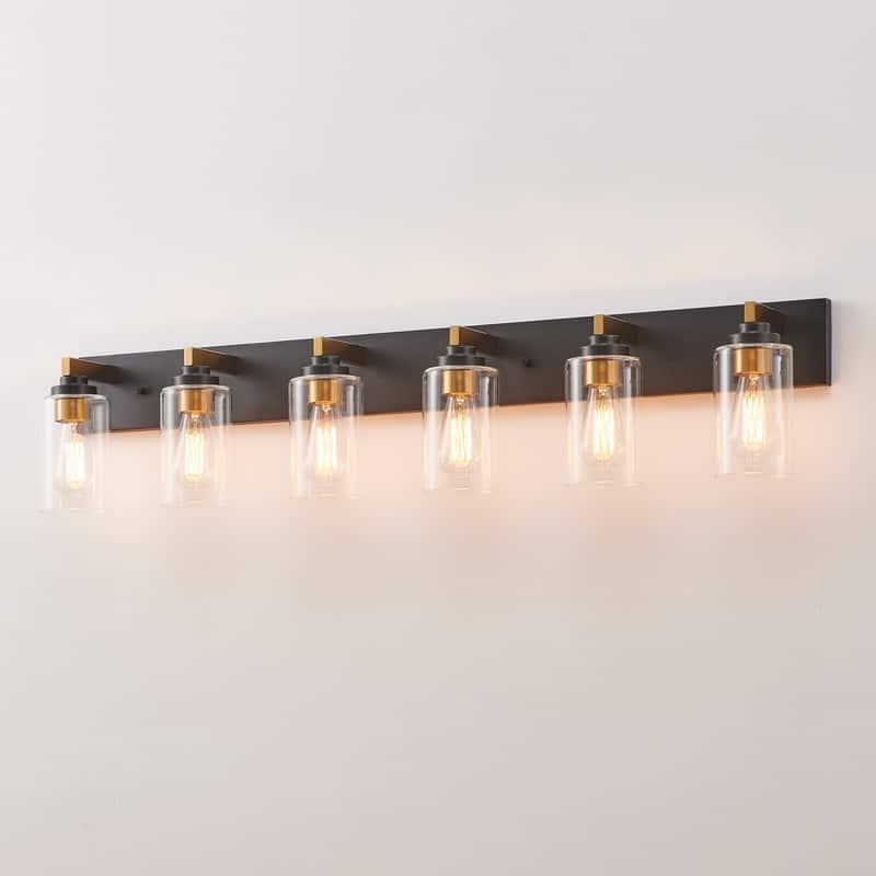KAWOTI 6-light Bathroom Vanity Light with Clear Glass Shade