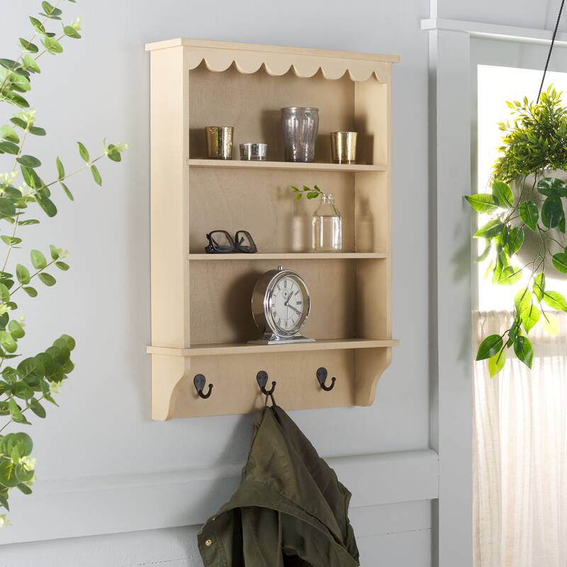 SAFAVIEH Home Haven 3 Hook Wall Rack - 19"W x 5"D x 26"H - Natural