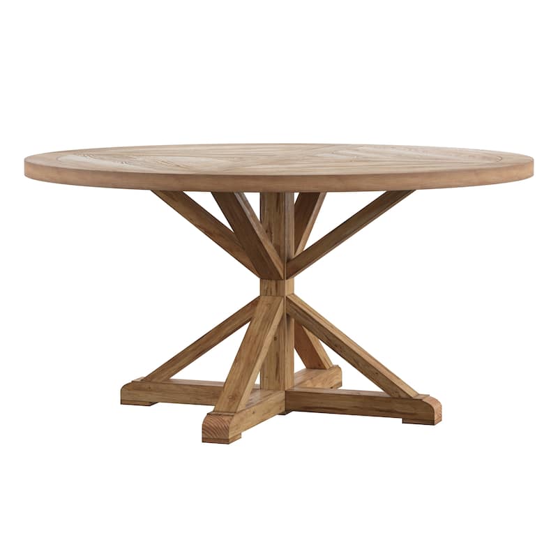 Benchwright Rustic X-base Round Pine Wood Dining Table by iNSPIRE Q Artisan - 60" - Pine Finish