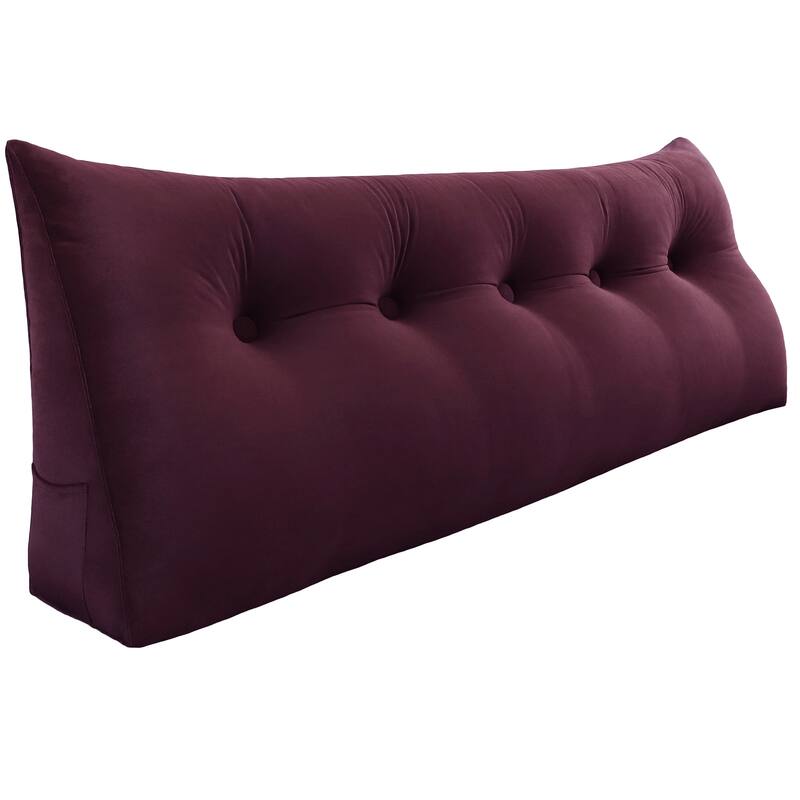 WOWMAX Bed Rest Reading Wedge Headboard Pillow Velvet Red