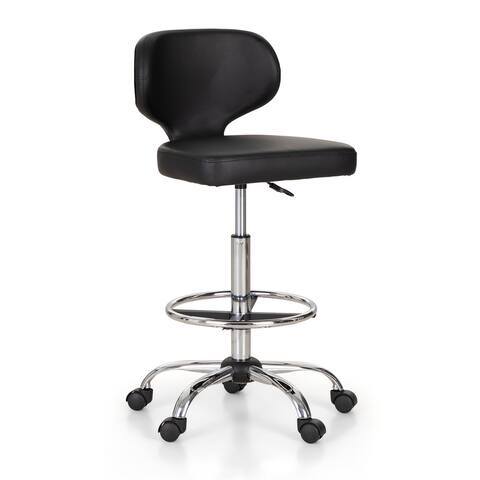 PU Leather Office Chair Swivel Adjustable Rolling Stool with Wheels