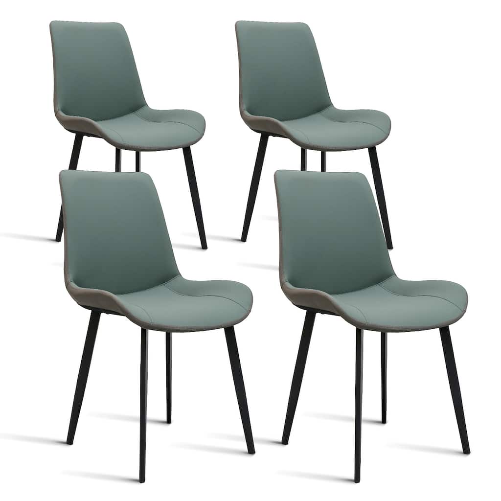 PU Leather Dining Chair with Metal Legs, Modern Upholstered Chair Set of 4 for Kitchen, Restaurant, Living, Meeting Room