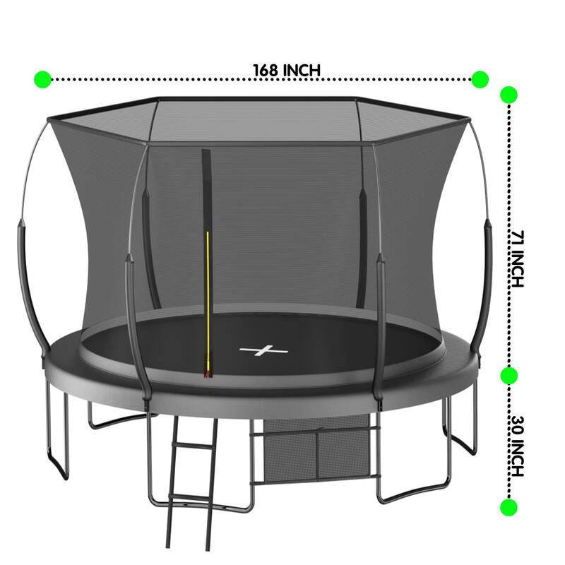 14FT Springfree Trampoline Bungee Jumping No Gap Safety Net for Outdoor