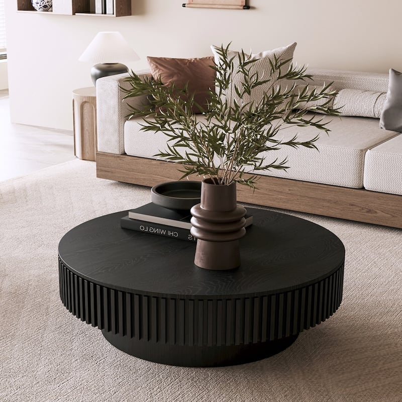 Storage Modern Coffee Table 39.37'' Round Tea Coffee Table