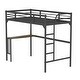 preview thumbnail 8 of 8, Black Twin Size Metal Loft Bed with Desk and Guardrails