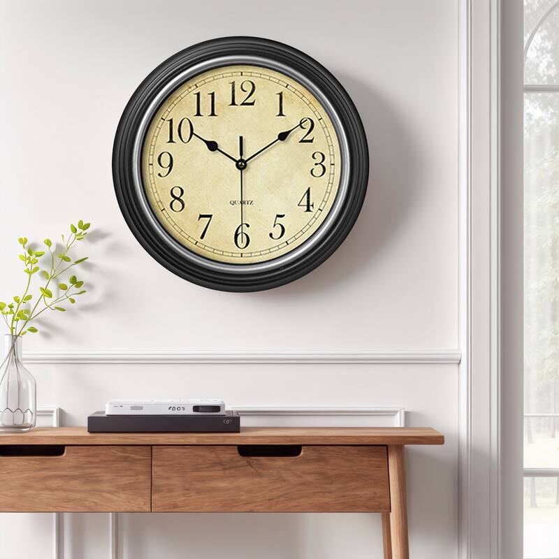 Wall Clocks, Battery Operated Silent Non-Ticking Wall Clock Rustic Style Decorative for Kitchen Living Room Home Office 12 Inch