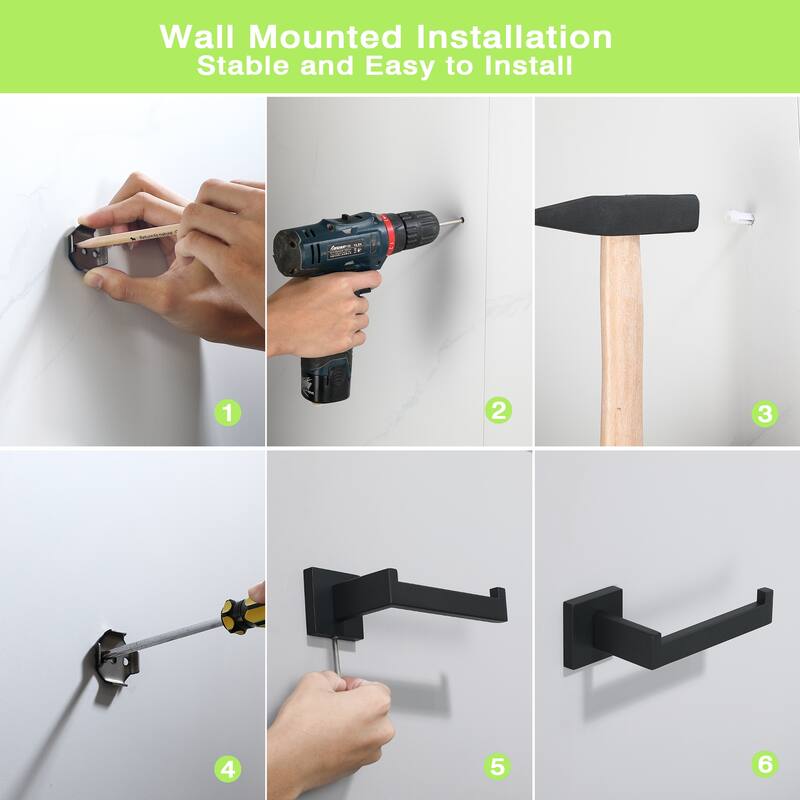 Wall Mount Toilet Paper Holder Bathroom Hardware - Satin Black