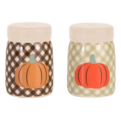 Transpac Dolomite 2.75 in. Multicolor Harvest Grateful and Thankful Salt and Pepper Shaker Set of 2
