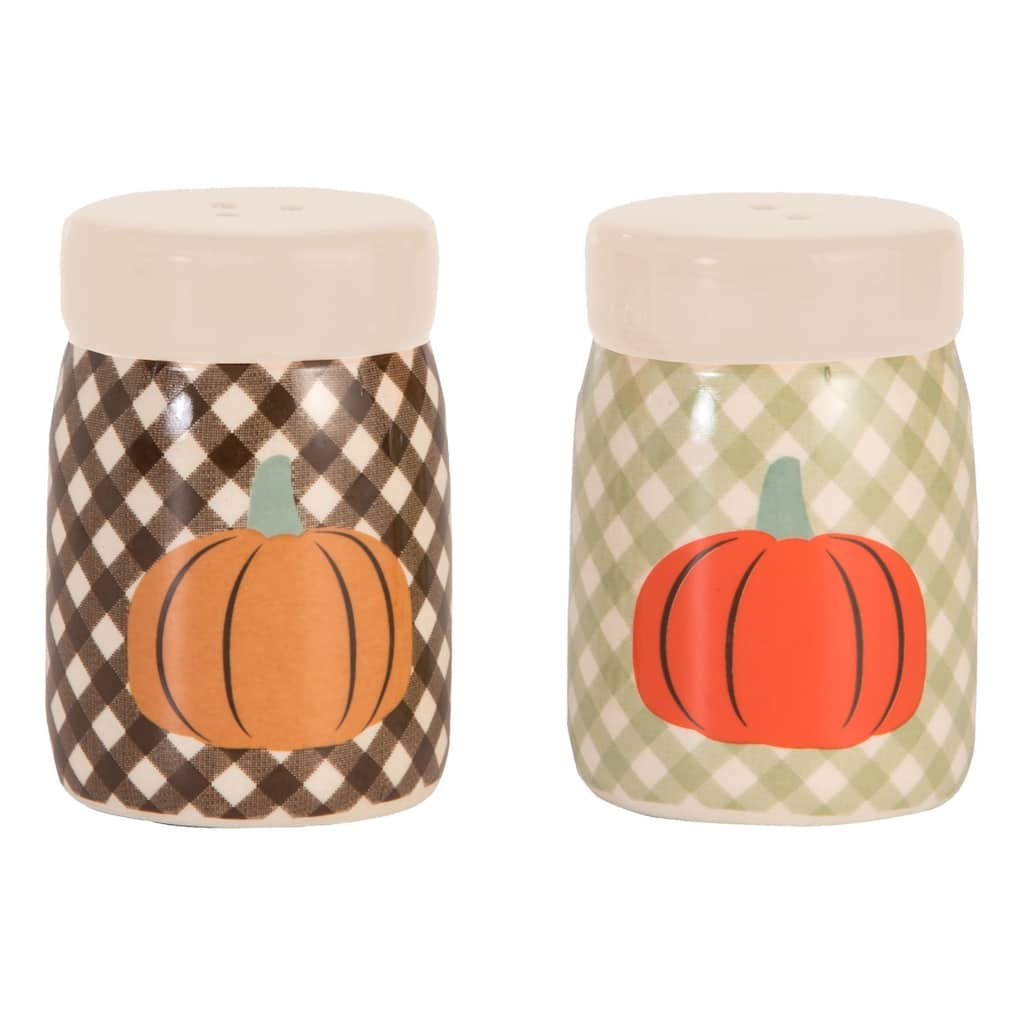 Transpac Dolomite 2.75 in. Multicolor Harvest Grateful and Thankful Salt and Pepper Shaker Set of 2
