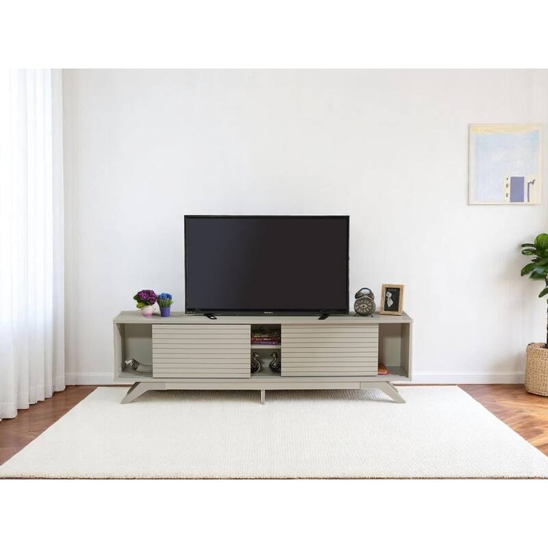 Lucina Modern TV Stand with 2 Sliding Door Cabinet 2 Shelves, Living Room Entertainment Center