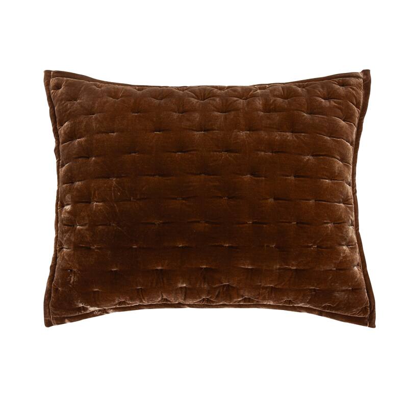 HiEnd Accents Stella Faux Silk Velvet Romantic Western Quilted Pillow Sham, 1PC