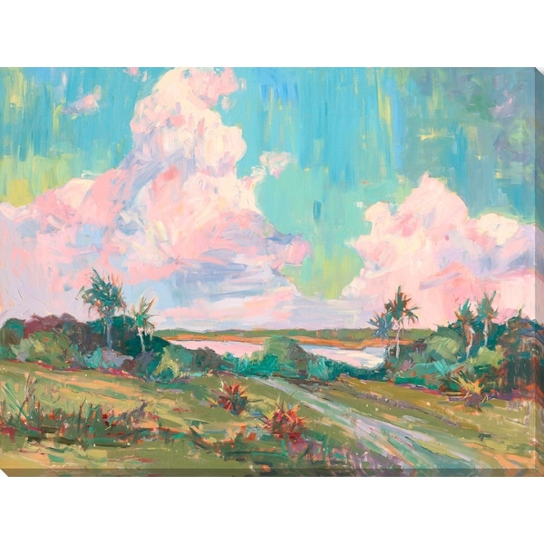 Teal Blue and Green Rectangle Canvas Wall Art Decor 18" x 14" - N/A