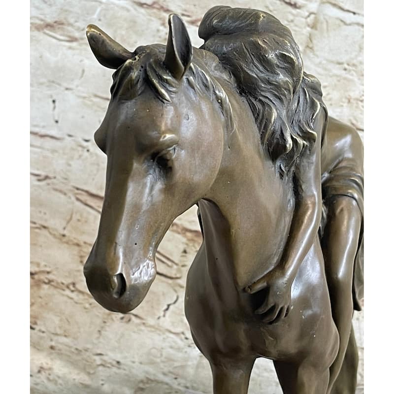 Young Woman On Horseback - Surreal Abstract Bronze Sculpture Horse Lover Art
