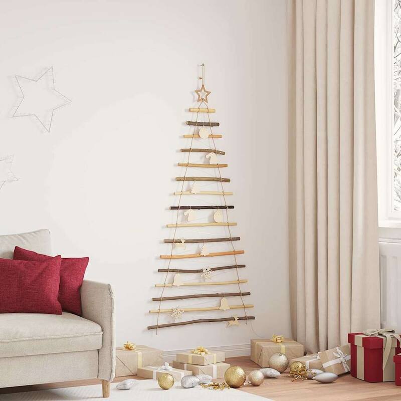 vidaXL Christmas Tree with LEDs Natural Solid Ash wood